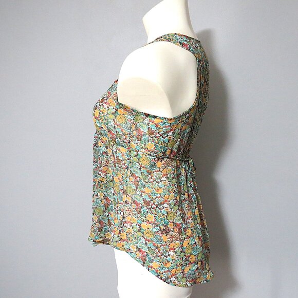 American Rag Floral Pleated Sleeveless Blouse – Size Large - Picture 4 of 8
